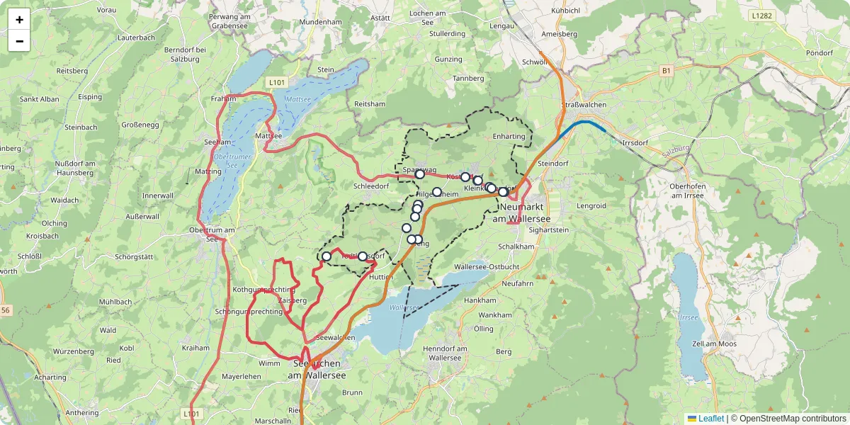Nahverkehrsnetz in kostendorf, Österreich - Buslinien, Haltestellen und Verbindungen auf der Karte