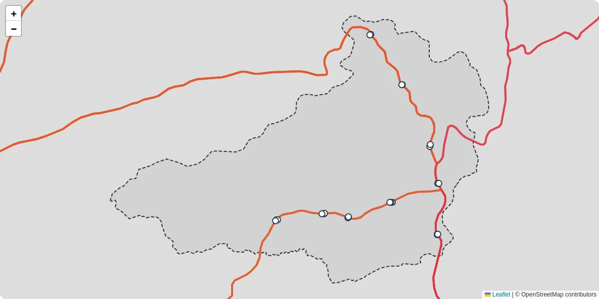 Nahverkehrsnetz in krumbach, Österreich - Buslinien, Haltestellen und Verbindungen auf der Karte