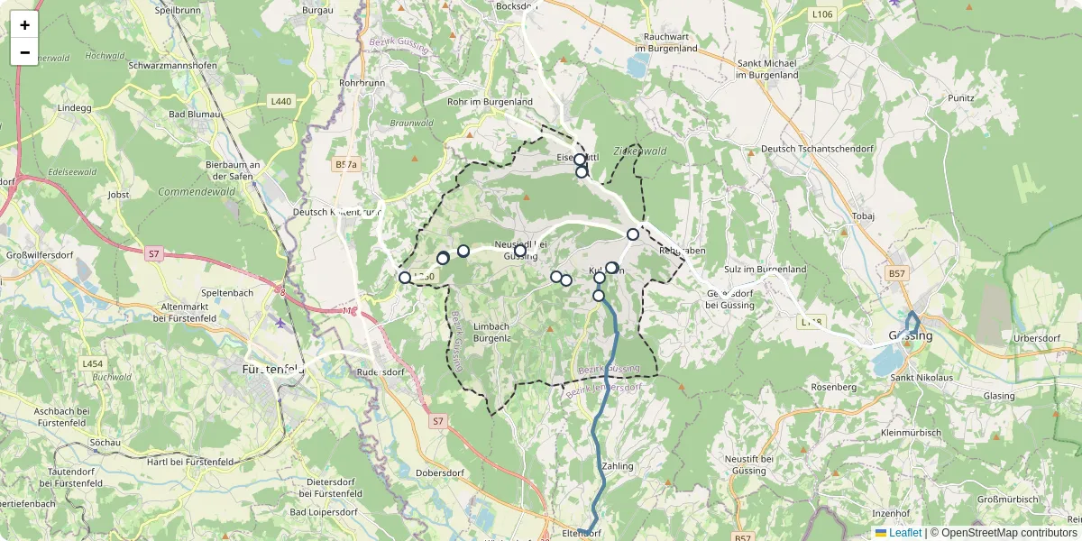 Nahverkehrsnetz in kukmirn, Österreich - Buslinien, Haltestellen und Verbindungen auf der Karte