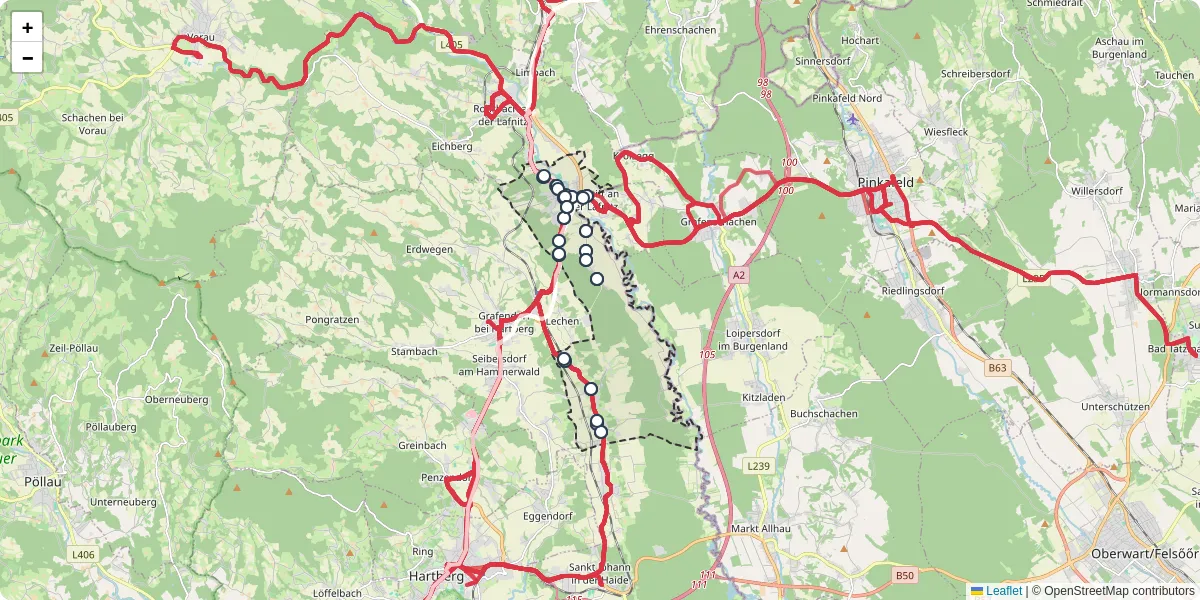 Nahverkehrsnetz in lafnitz, Österreich - Buslinien, Haltestellen und Verbindungen auf der Karte