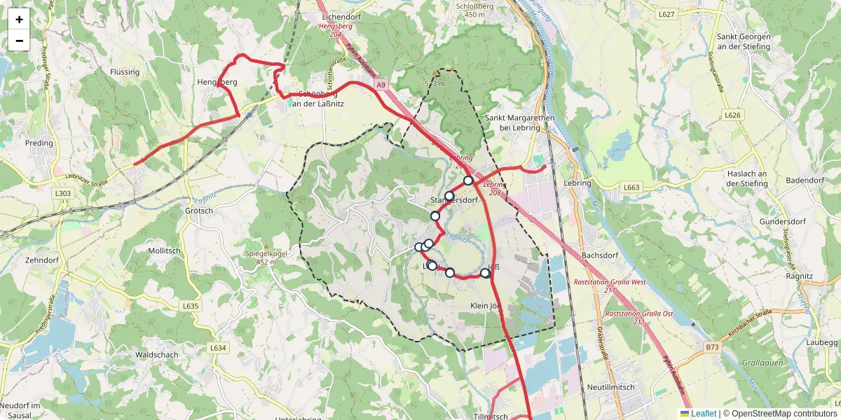 Nahverkehrsnetz in lang, Österreich - Buslinien, Haltestellen und Verbindungen auf der Karte