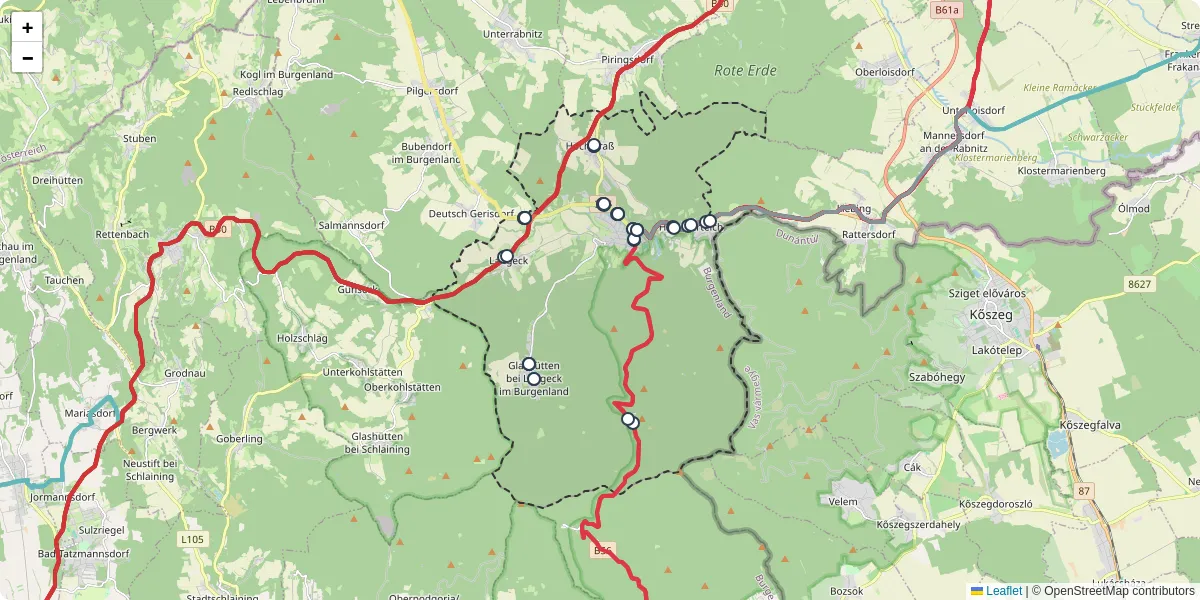 Nahverkehrsnetz in lockenhaus, Österreich - Buslinien, Haltestellen und Verbindungen auf der Karte