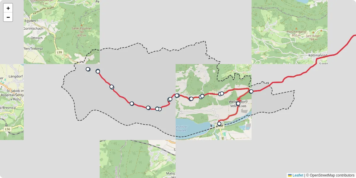 Nahverkehrsnetz in ludmannsdorf, Österreich - Buslinien, Haltestellen und Verbindungen auf der Karte