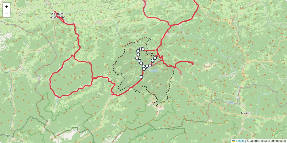 Nahverkehrsnetz in lunz-am-see, Österreich - Buslinien, Haltestellen und Verbindungen auf der Karte