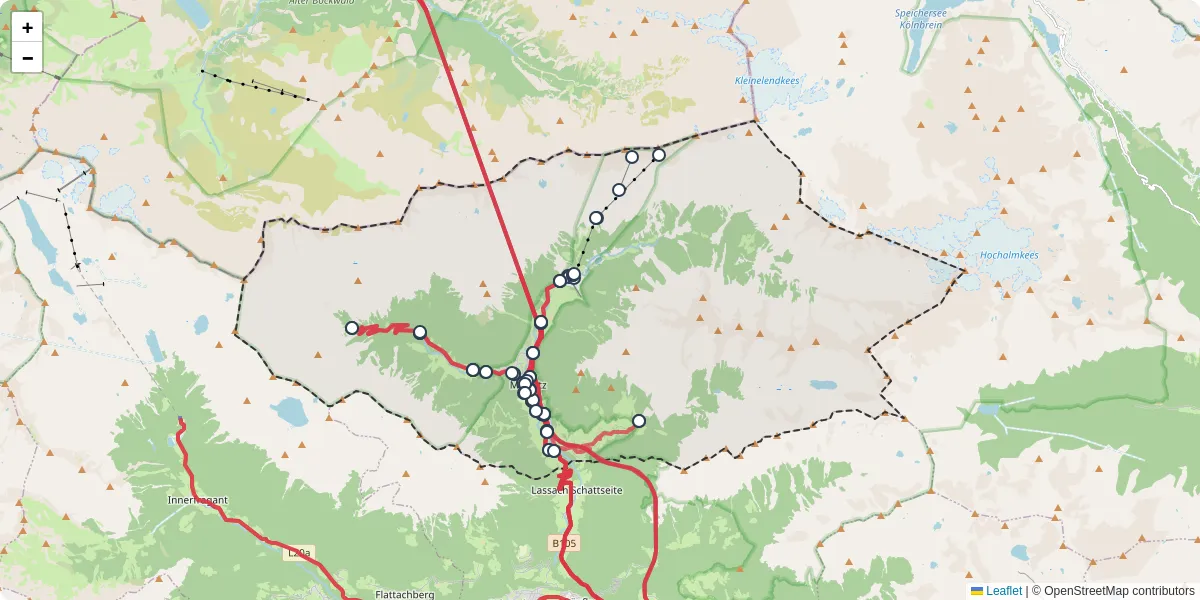Nahverkehrsnetz in mallnitz, Österreich - Buslinien, Haltestellen und Verbindungen auf der Karte