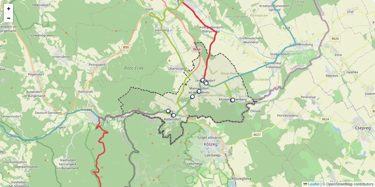 Nahverkehrsnetz in mannersdorf-an-der-rabnitz, Österreich - Buslinien, Haltestellen und Verbindungen auf der Karte
