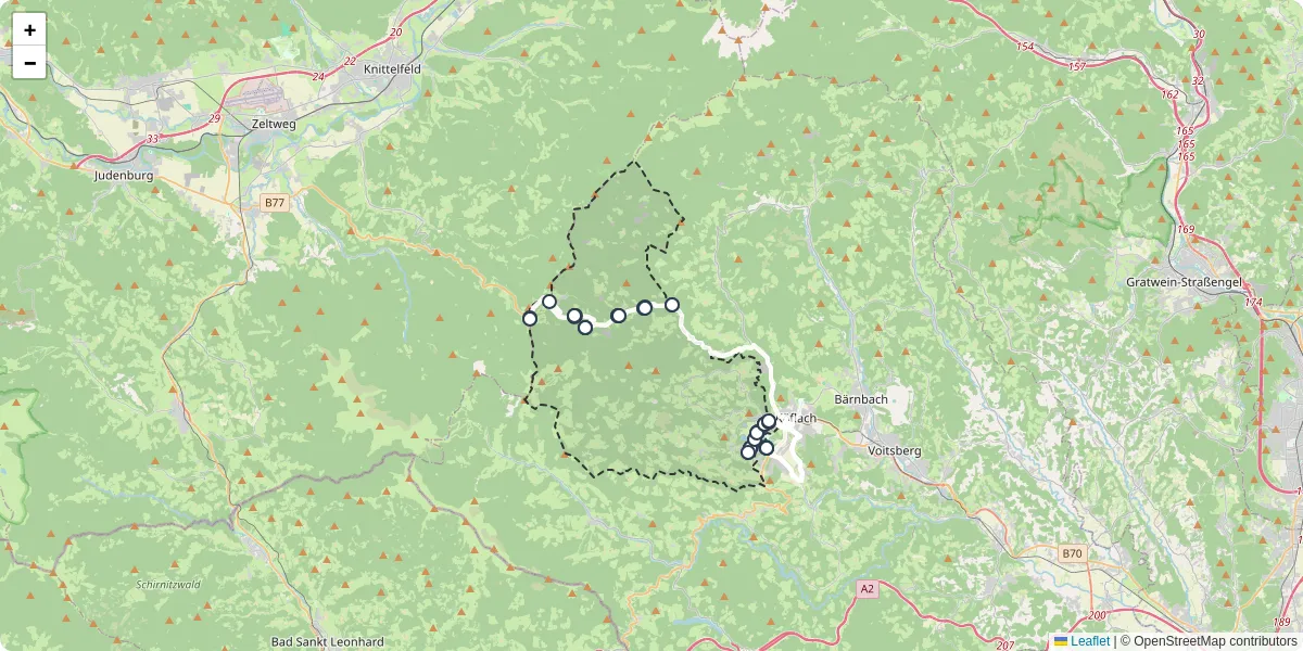 Nahverkehrsnetz in maria-lankowitz, Österreich - Buslinien, Haltestellen und Verbindungen auf der Karte
