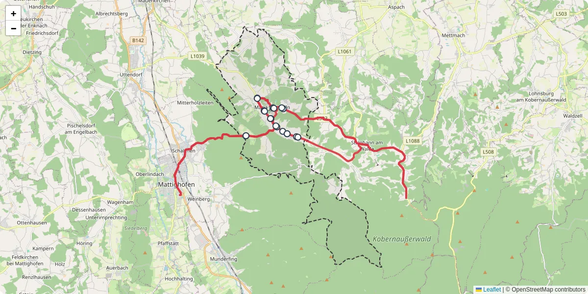 Nahverkehrsnetz in maria-schmolln, Österreich - Buslinien, Haltestellen und Verbindungen auf der Karte