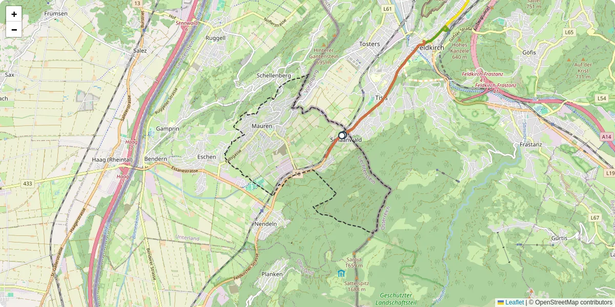 Nahverkehrsnetz in mauren, Österreich - Buslinien, Haltestellen und Verbindungen auf der Karte