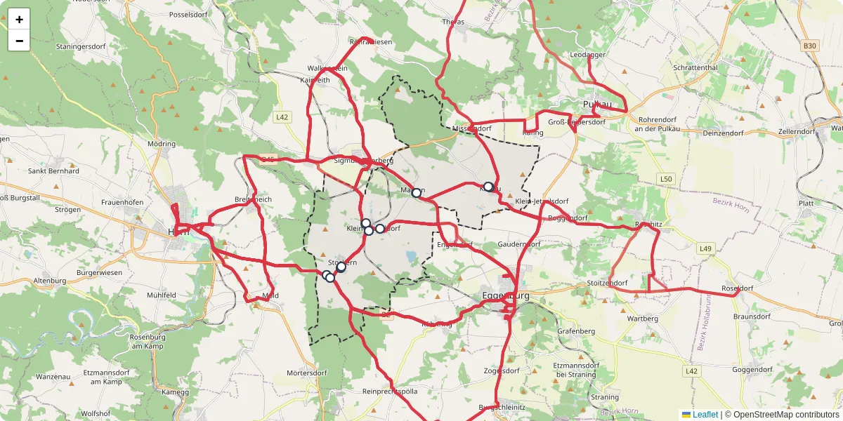 Nahverkehrsnetz in meiseldorf, Österreich - Buslinien, Haltestellen und Verbindungen auf der Karte