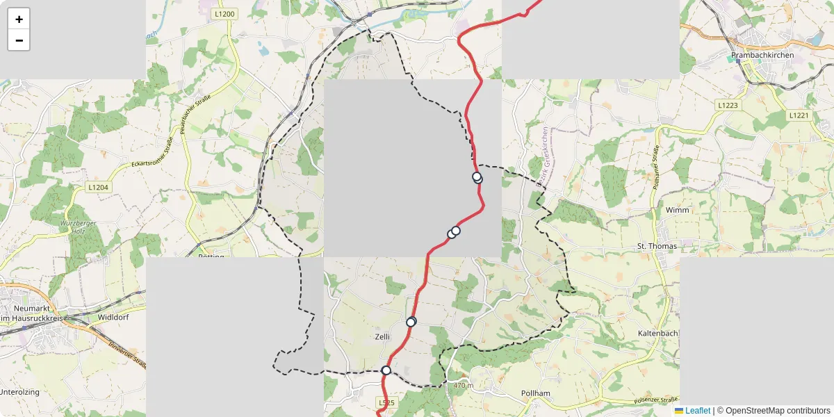 Nahverkehrsnetz in michaelnbach, Österreich - Buslinien, Haltestellen und Verbindungen auf der Karte