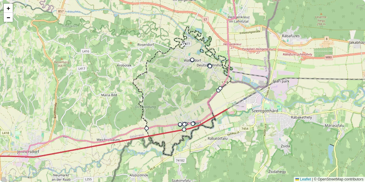 Nahverkehrsnetz in mogersdorf, Österreich - Buslinien, Haltestellen und Verbindungen auf der Karte