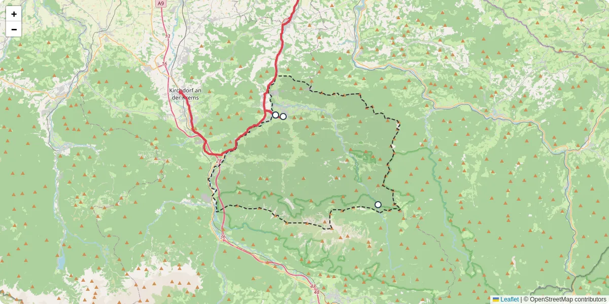 Nahverkehrsnetz in molln, Österreich - Buslinien, Haltestellen und Verbindungen auf der Karte