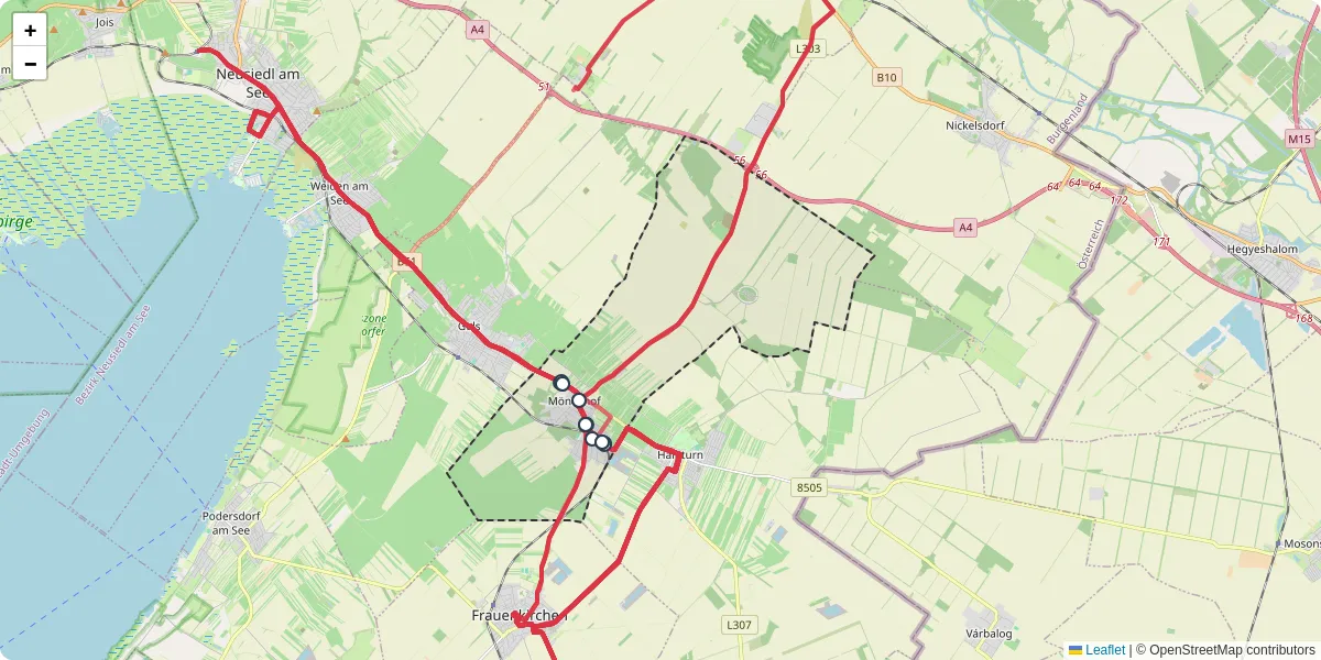 Nahverkehrsnetz in monchhof, Österreich - Buslinien, Haltestellen und Verbindungen auf der Karte