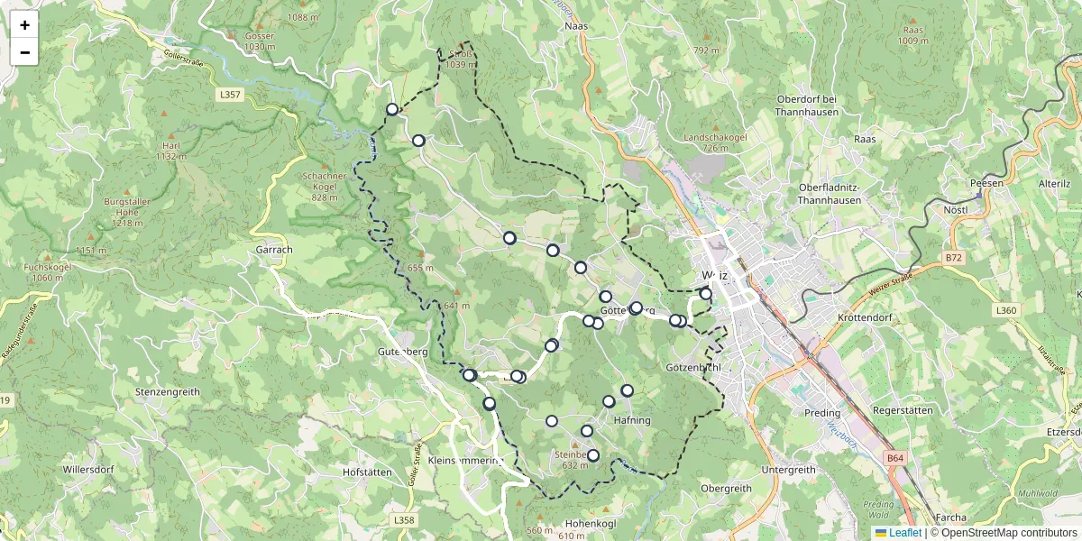 Nahverkehrsnetz in mortantsch, Österreich - Buslinien, Haltestellen und Verbindungen auf der Karte