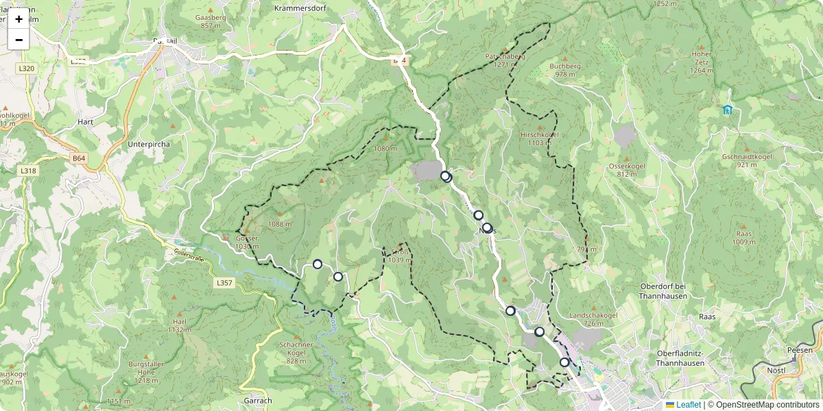 Nahverkehrsnetz in naas, Österreich - Buslinien, Haltestellen und Verbindungen auf der Karte