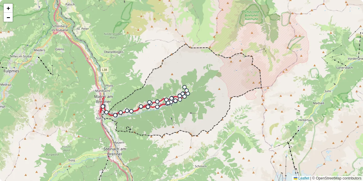 Nahverkehrsnetz in navis, Österreich - Buslinien, Haltestellen und Verbindungen auf der Karte