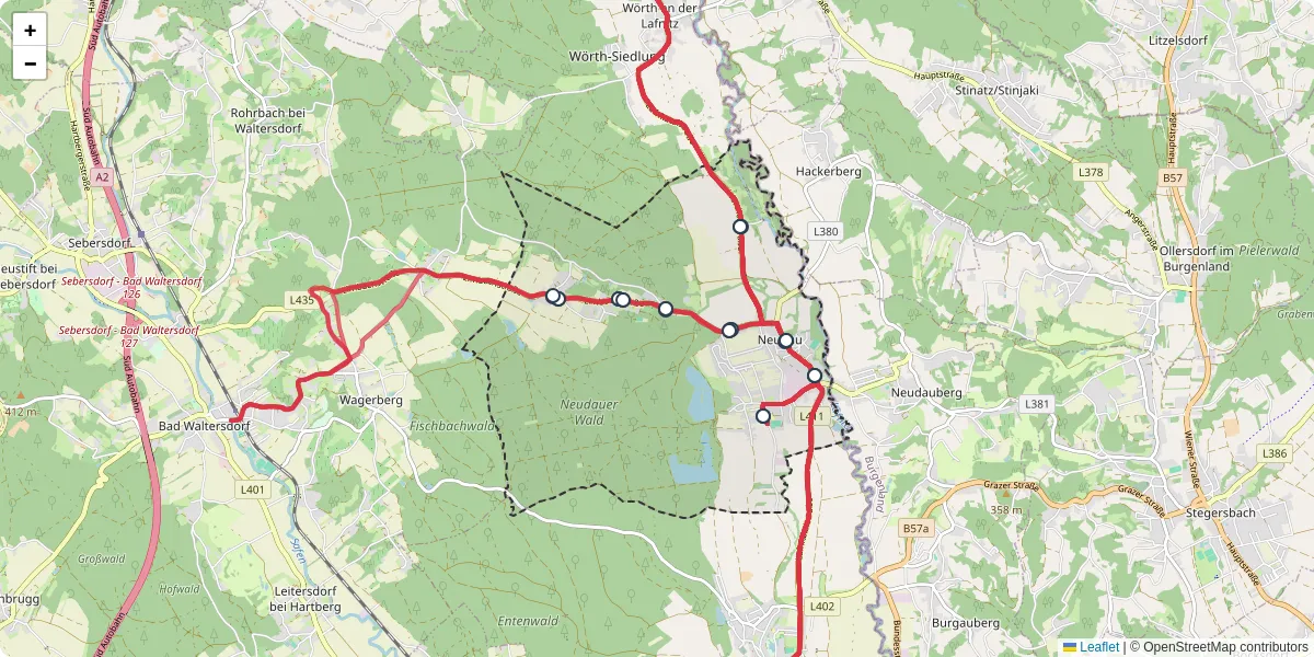 Nahverkehrsnetz in neudau, Österreich - Buslinien, Haltestellen und Verbindungen auf der Karte