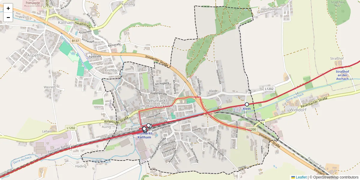 Nahverkehrsnetz in neumarkt-im-hausruckkreis, Österreich - Buslinien, Haltestellen und Verbindungen auf der Karte