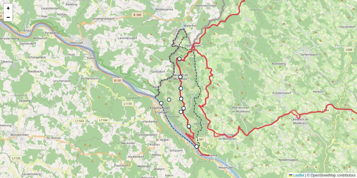 Nahverkehrsnetz in neustift-im-muhlkreis, Österreich - Buslinien, Haltestellen und Verbindungen auf der Karte