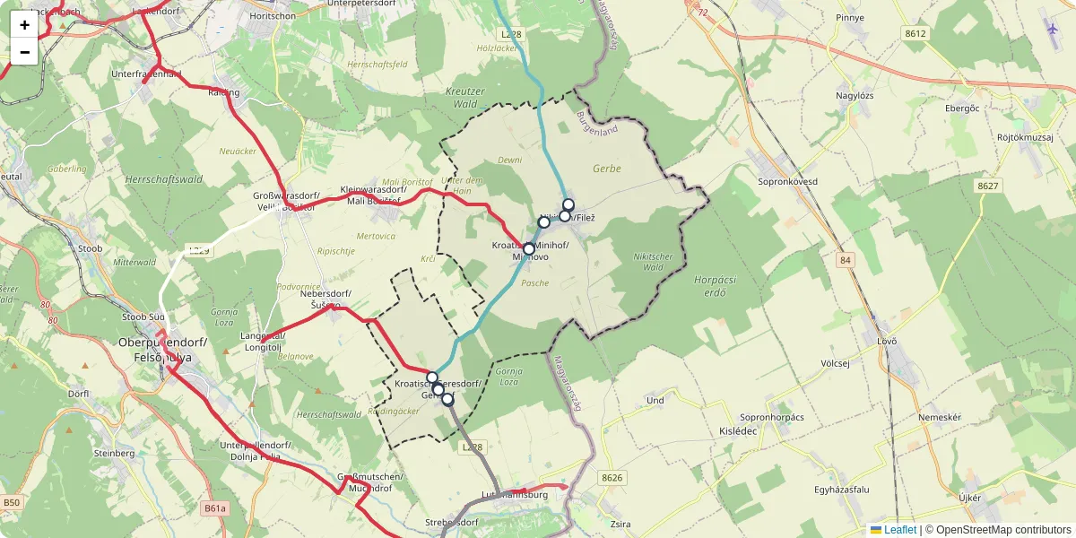 Nahverkehrsnetz in nikitschfilez, Österreich - Buslinien, Haltestellen und Verbindungen auf der Karte