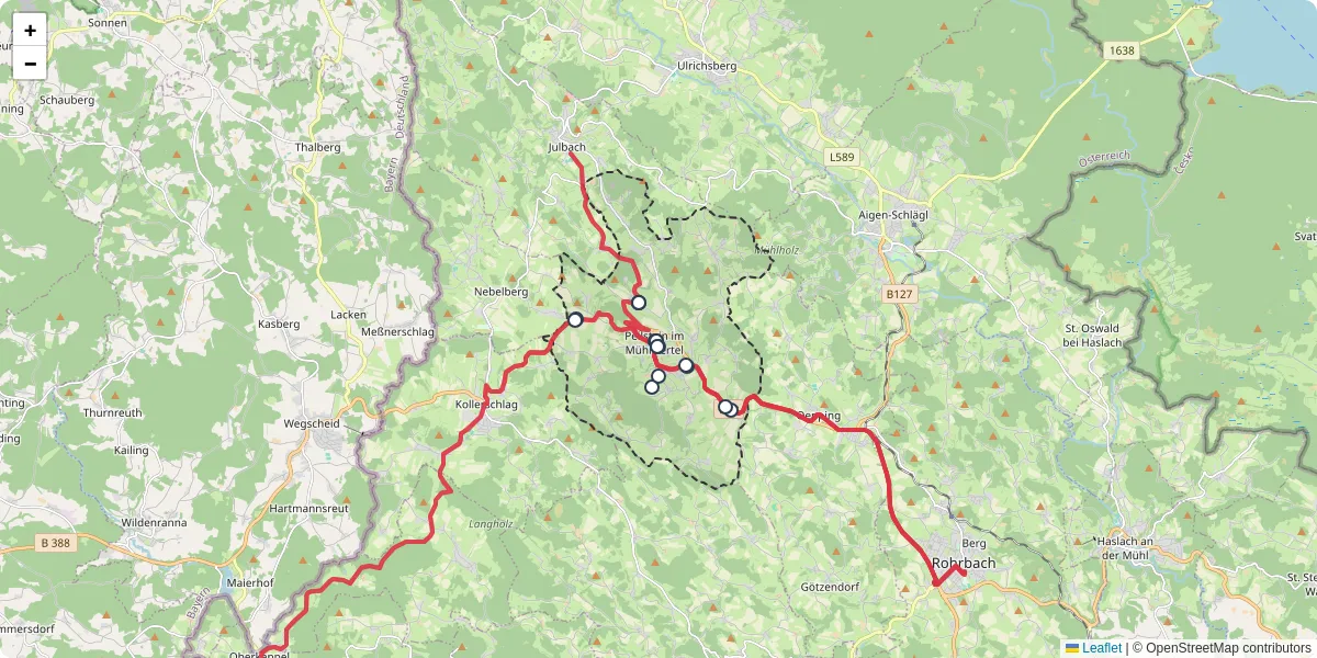 Nahverkehrsnetz in peilstein-im-muhlviertel, Österreich - Buslinien, Haltestellen und Verbindungen auf der Karte