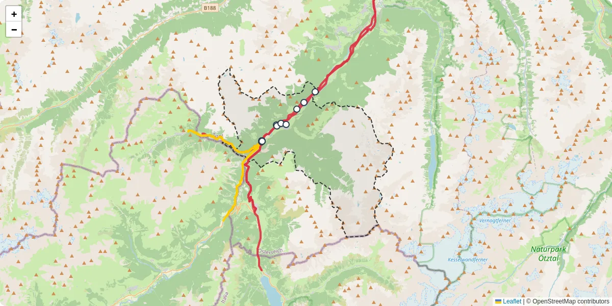 Nahverkehrsnetz in pfunds, Österreich - Buslinien, Haltestellen und Verbindungen auf der Karte