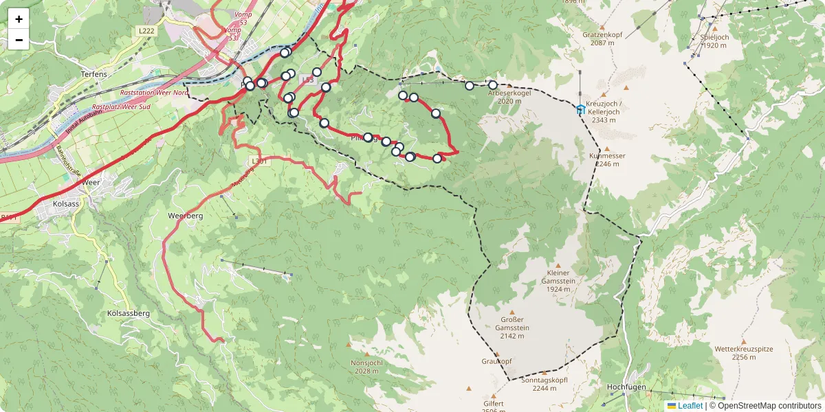 Nahverkehrsnetz in pill, Österreich - Buslinien, Haltestellen und Verbindungen auf der Karte