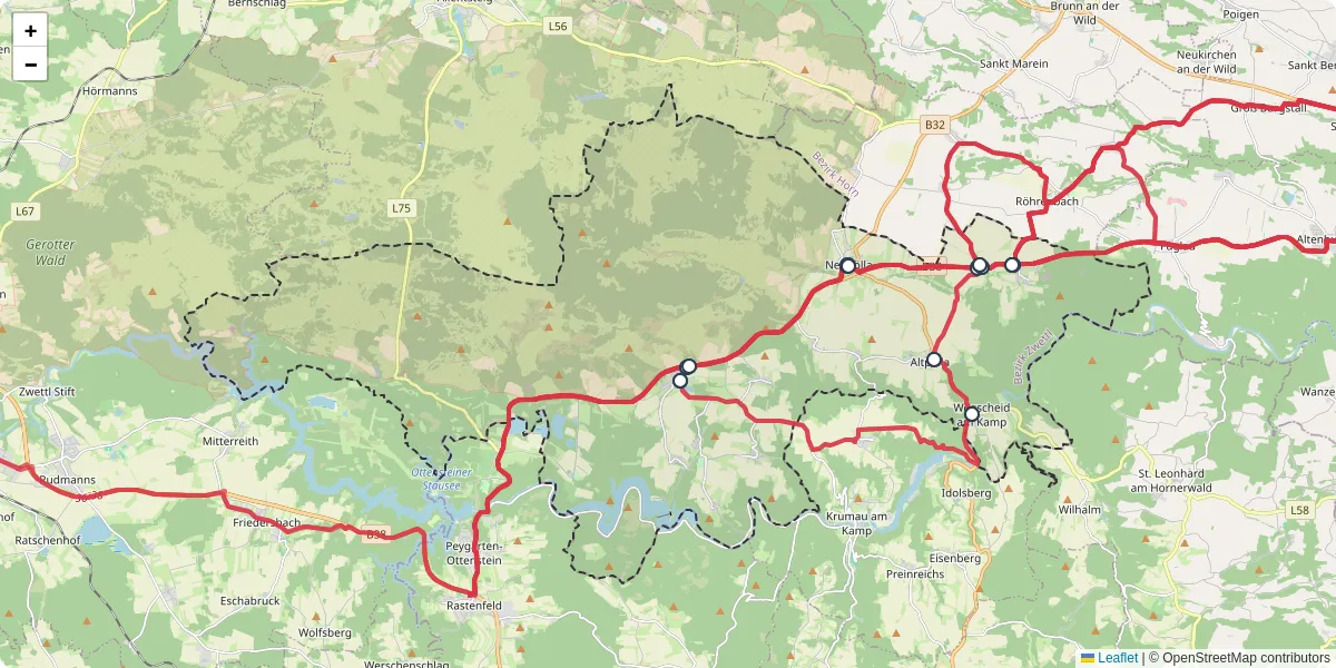 Nahverkehrsnetz in polla, Österreich - Buslinien, Haltestellen und Verbindungen auf der Karte