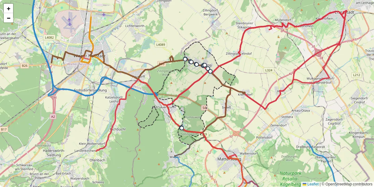Nahverkehrsnetz in pottsching, Österreich - Buslinien, Haltestellen und Verbindungen auf der Karte