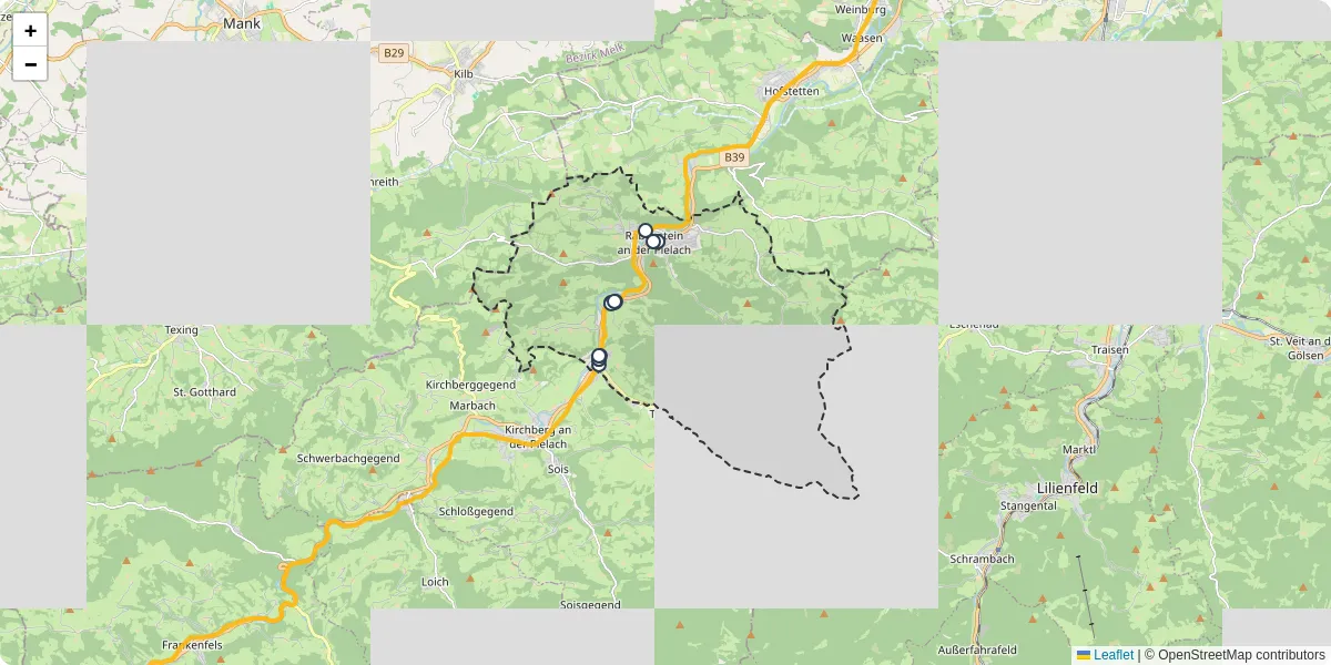 Nahverkehrsnetz in rabenstein-an-der-pielach, Österreich - Buslinien, Haltestellen und Verbindungen auf der Karte
