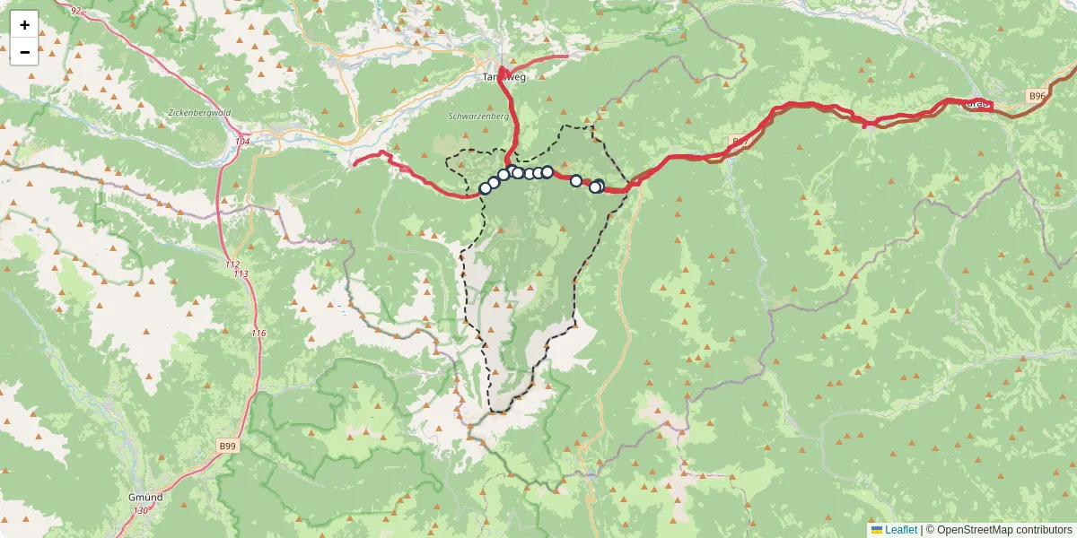 Nahverkehrsnetz in ramingstein, Österreich - Buslinien, Haltestellen und Verbindungen auf der Karte