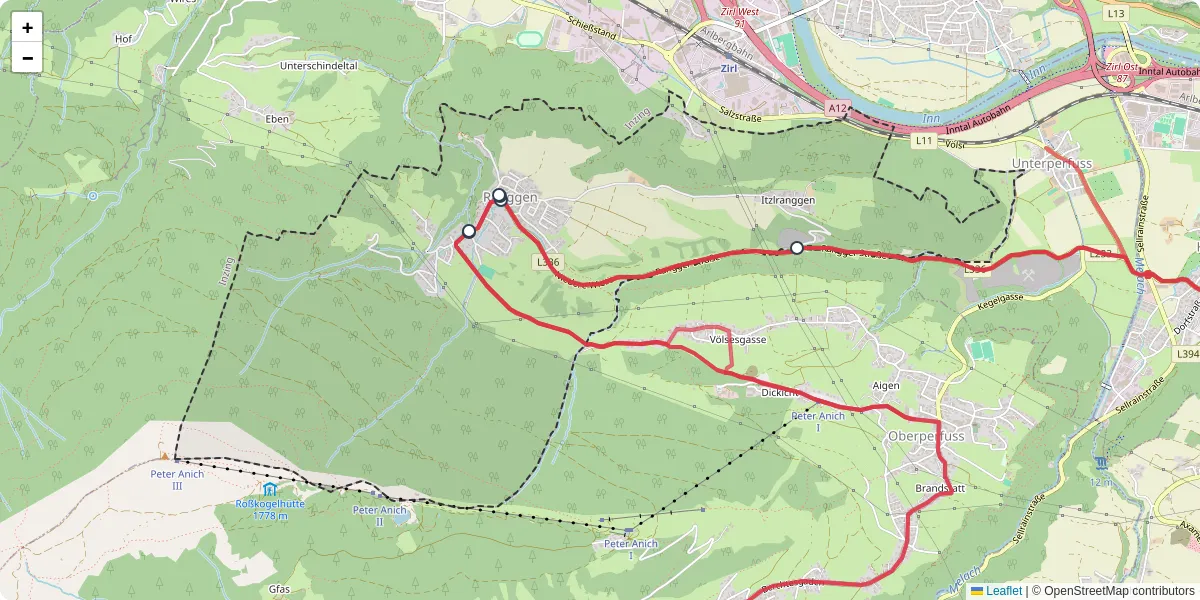 Nahverkehrsnetz in ranggen, Österreich - Buslinien, Haltestellen und Verbindungen auf der Karte
