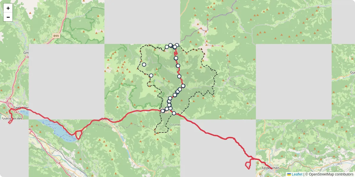 Nahverkehrsnetz in reichenau, Österreich - Buslinien, Haltestellen und Verbindungen auf der Karte
