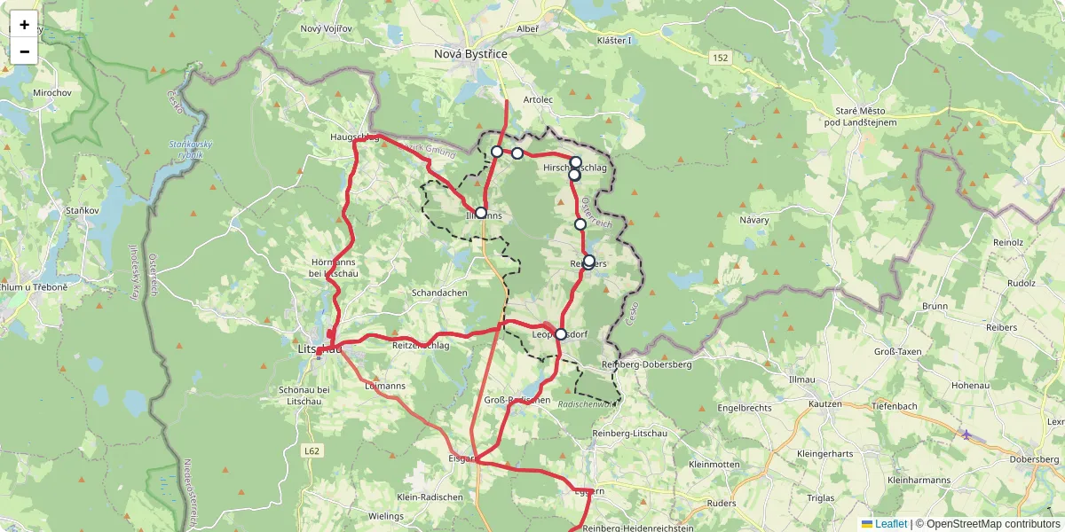 Nahverkehrsnetz in reingers, Österreich - Buslinien, Haltestellen und Verbindungen auf der Karte