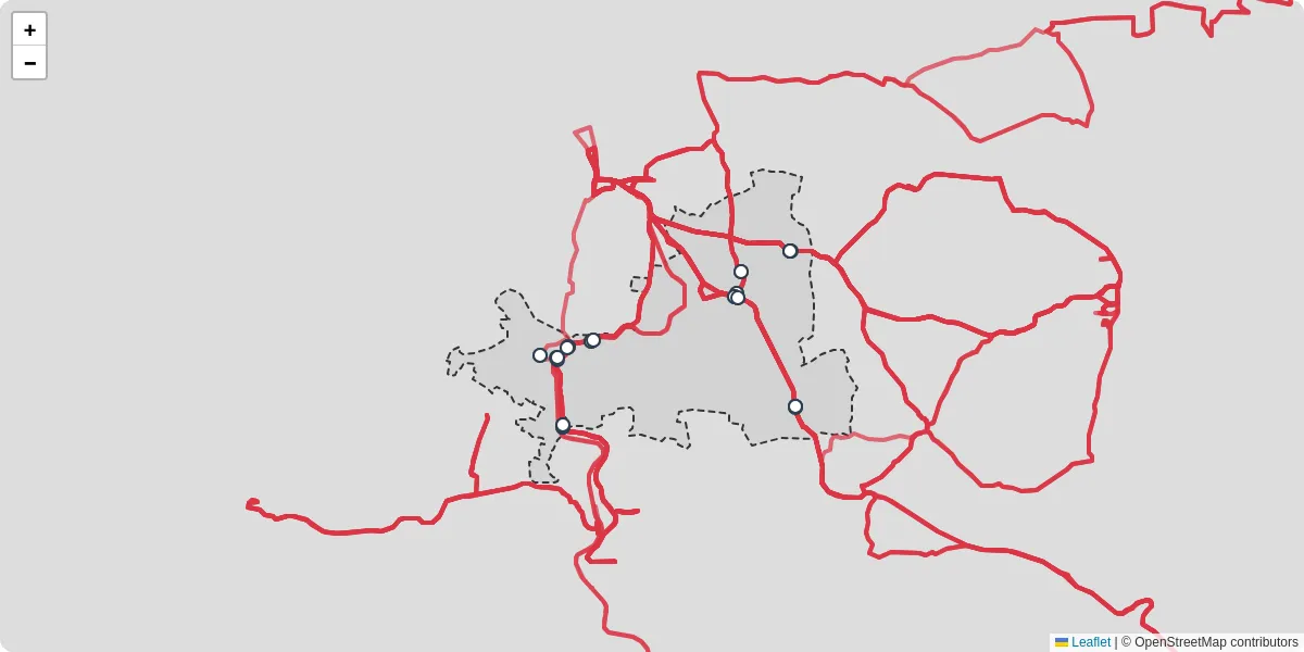 Nahverkehrsnetz in rosenburg-mold, Österreich - Buslinien, Haltestellen und Verbindungen auf der Karte