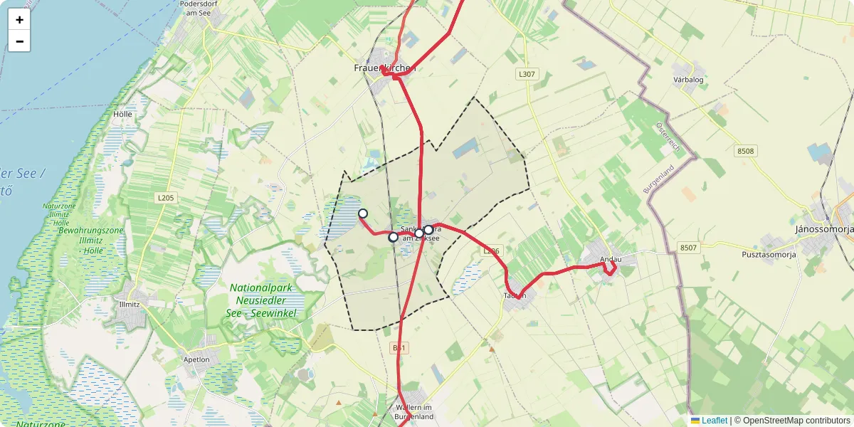 Nahverkehrsnetz in sankt-andra-am-zicksee, Österreich - Buslinien, Haltestellen und Verbindungen auf der Karte