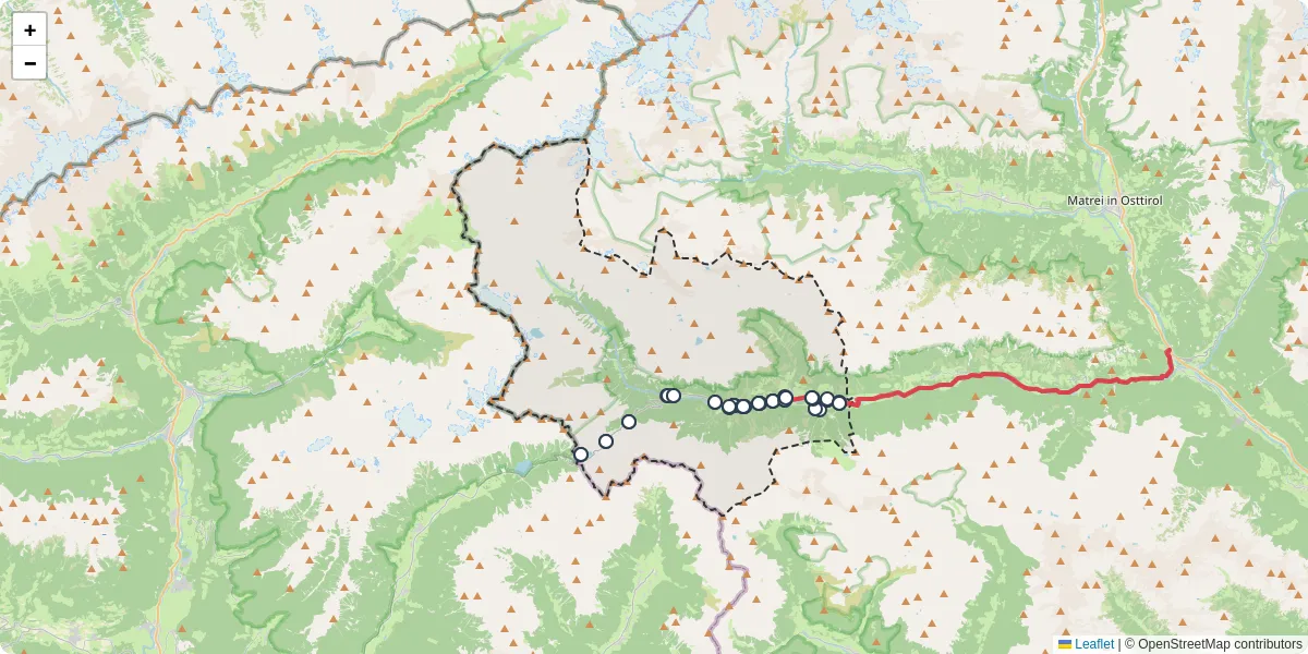 Nahverkehrsnetz in sankt-jakob-in-defereggen, Österreich - Buslinien, Haltestellen und Verbindungen auf der Karte