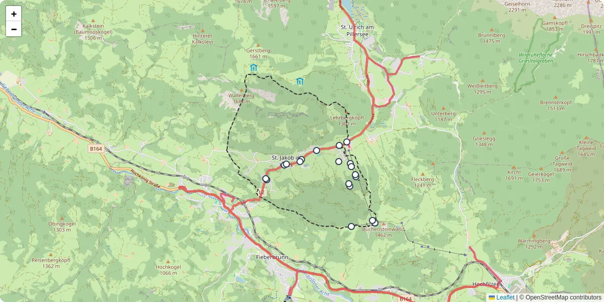 Nahverkehrsnetz in sankt-jakob-in-haus, Österreich - Buslinien, Haltestellen und Verbindungen auf der Karte