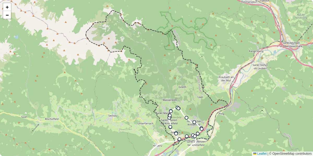 Nahverkehrsnetz in sankt-marein-feistritz, Österreich - Buslinien, Haltestellen und Verbindungen auf der Karte