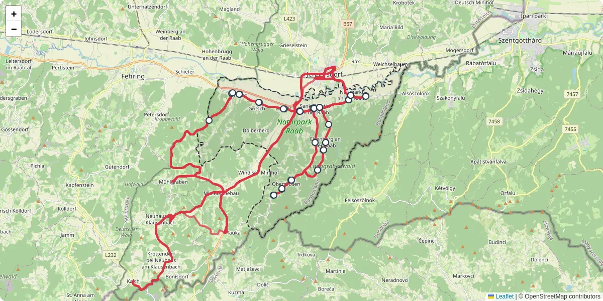 Nahverkehrsnetz in sankt-martin-an-der-raab, Österreich - Buslinien, Haltestellen und Verbindungen auf der Karte