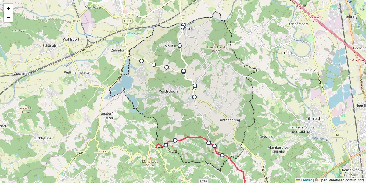 Nahverkehrsnetz in sankt-nikolai-im-sausal, Österreich - Buslinien, Haltestellen und Verbindungen auf der Karte