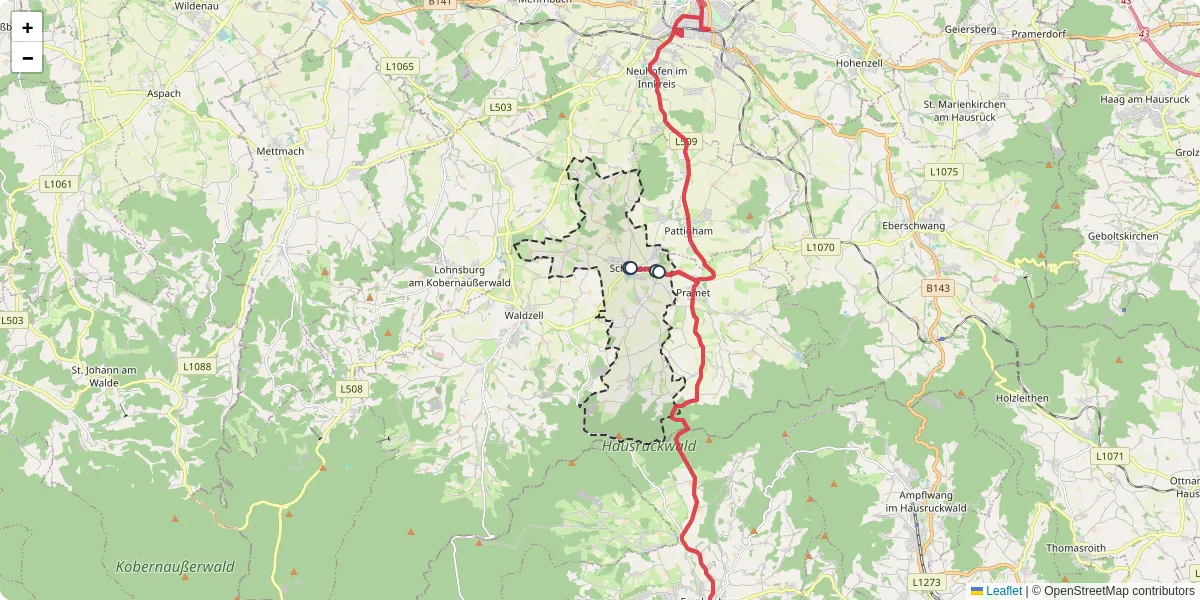 Nahverkehrsnetz in schildorn, Österreich - Buslinien, Haltestellen und Verbindungen auf der Karte