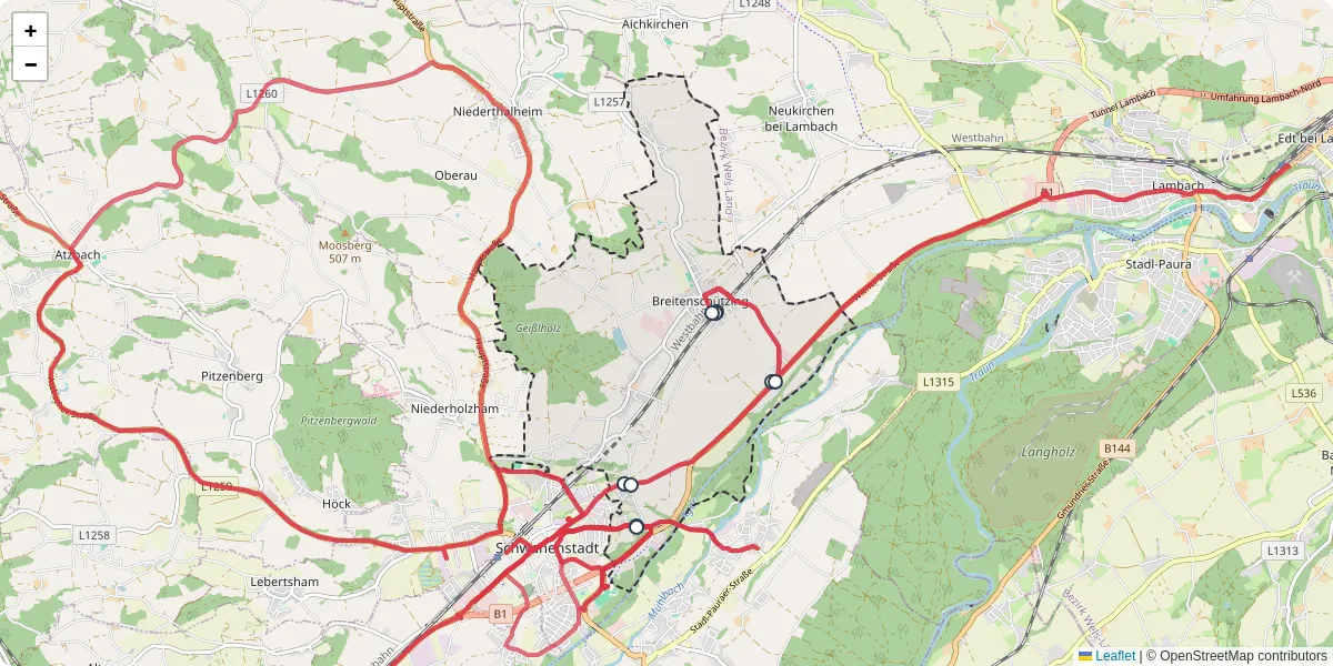 Nahverkehrsnetz in schlatt, Österreich - Buslinien, Haltestellen und Verbindungen auf der Karte