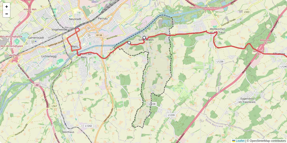 Nahverkehrsnetz in schleiheim, Österreich - Buslinien, Haltestellen und Verbindungen auf der Karte