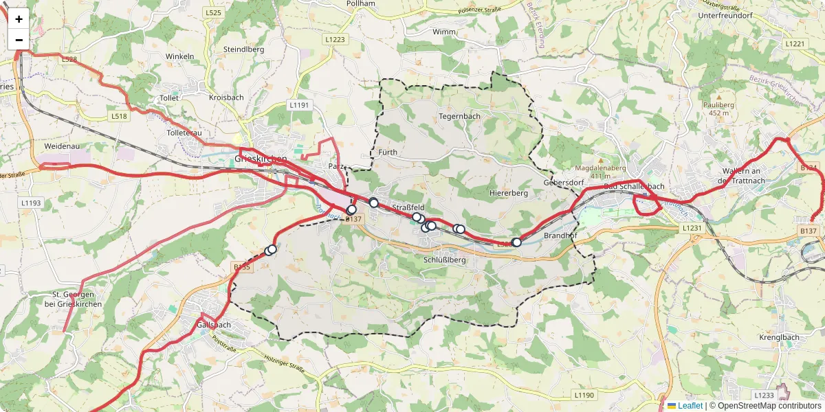 Nahverkehrsnetz in schlulberg, Österreich - Buslinien, Haltestellen und Verbindungen auf der Karte