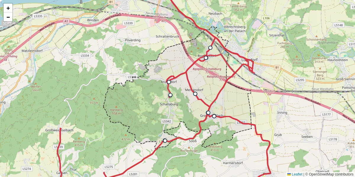 Nahverkehrsnetz in schollach, Österreich - Buslinien, Haltestellen und Verbindungen auf der Karte