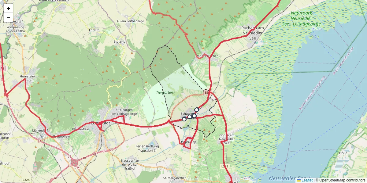 Nahverkehrsnetz in schutzen-am-gebirge, Österreich - Buslinien, Haltestellen und Verbindungen auf der Karte