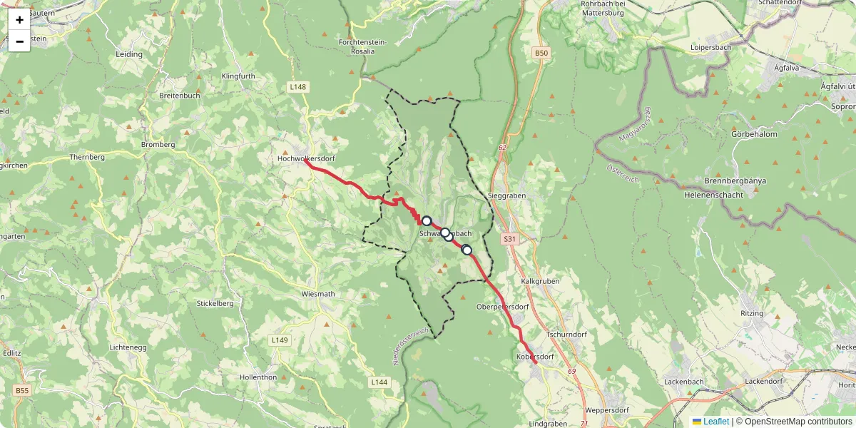 Nahverkehrsnetz in schwarzenbach, Österreich - Buslinien, Haltestellen und Verbindungen auf der Karte
