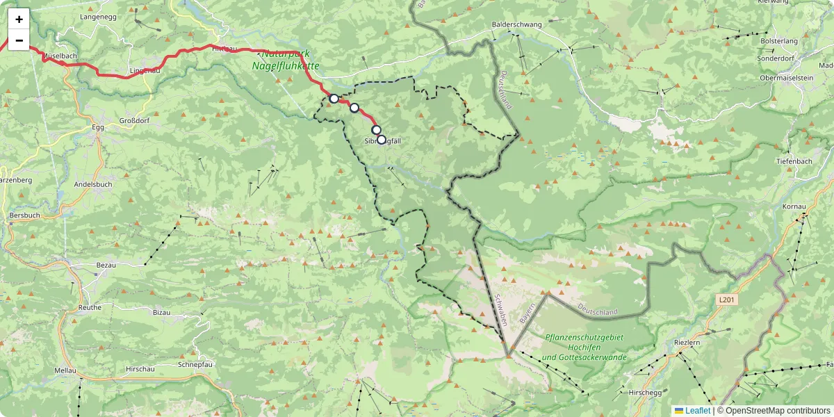 Nahverkehrsnetz in sibratsgfall, Österreich - Buslinien, Haltestellen und Verbindungen auf der Karte